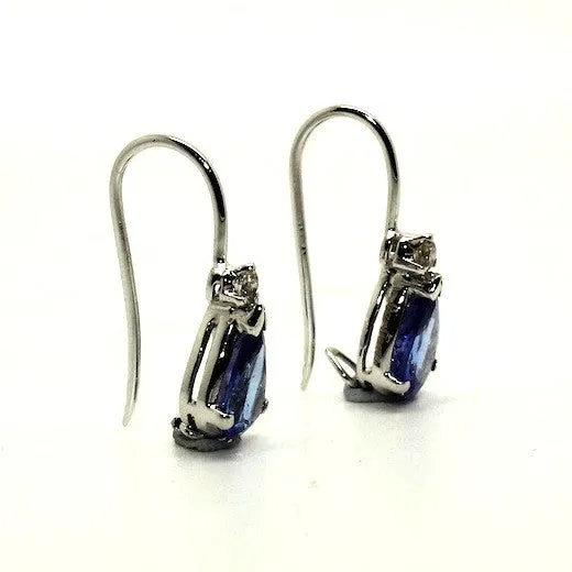 Tanzanite & Diamond Euro Wire Drop Earrings