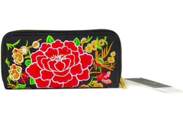 Textile 8" Purse Folk Roses