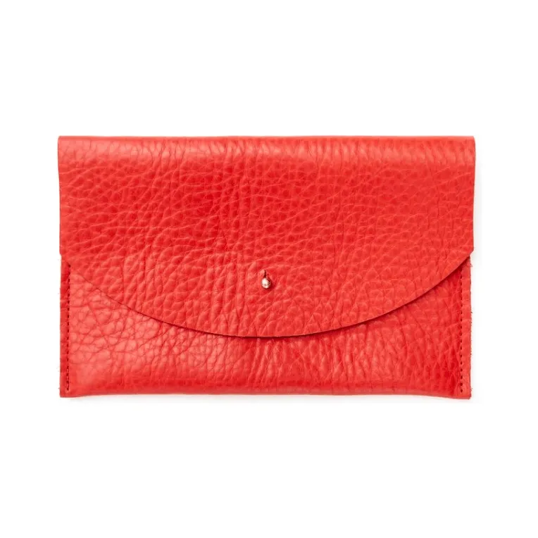 Tomato Leather Envelope Pouch