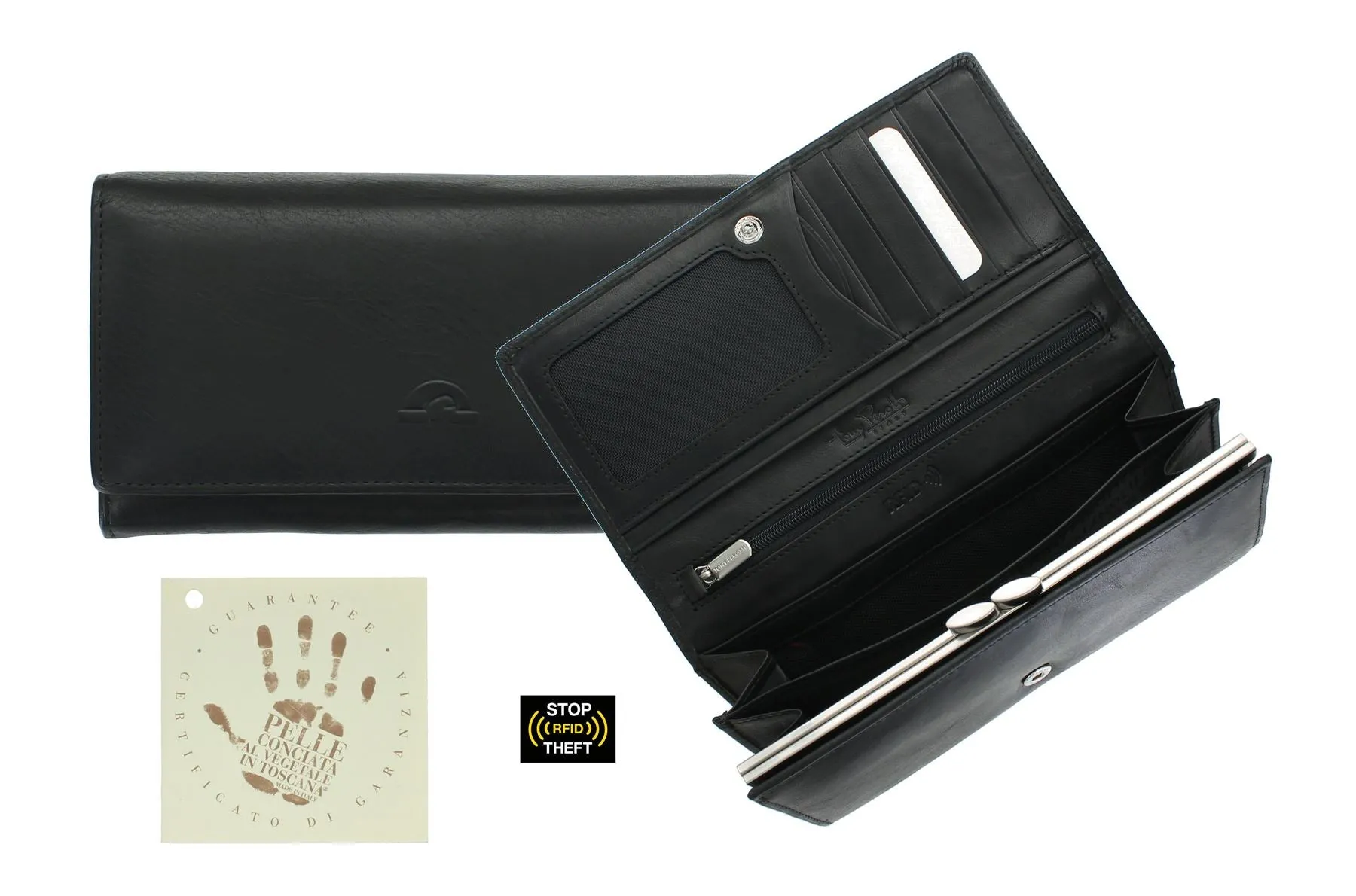 Tony Perotti Full Grain Leather Matinee Purse With Frame - RFID Protected 1010_1