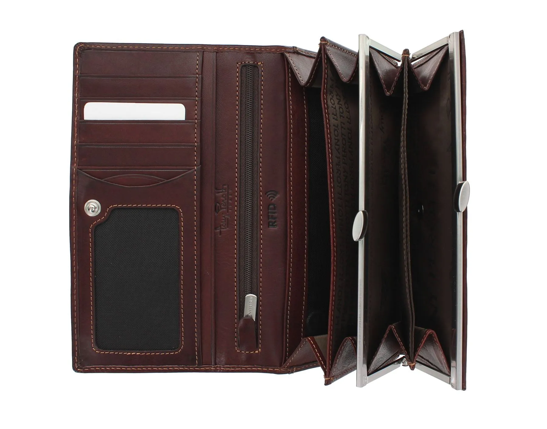Tony Perotti Full Grain Leather Matinee Purse With Frame - RFID Protected 1010_1