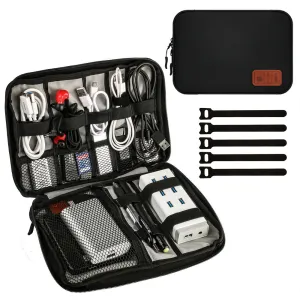 Travel Cable Organizer Data Cable Bag Electronics Accessories Storage Bag Black