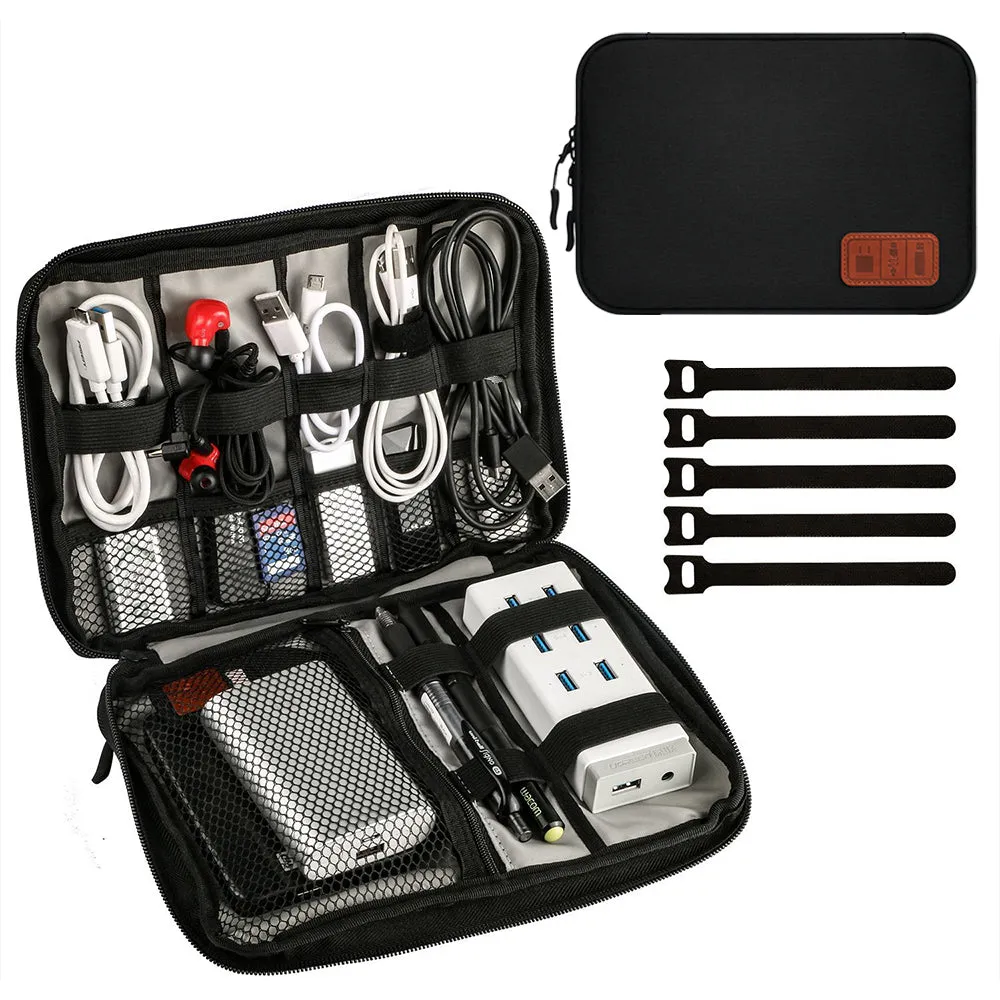 Travel Cable Organizer Data Cable Bag Electronics Accessories Storage Bag Black