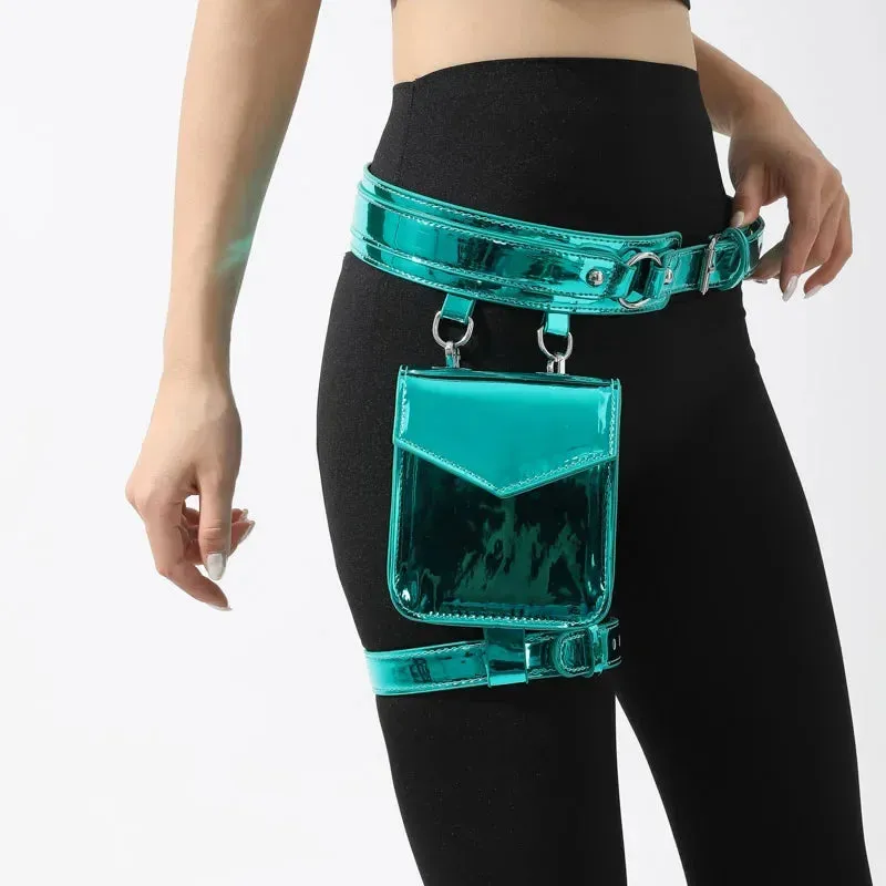Trendy Metallic Color Leg Belt Purse