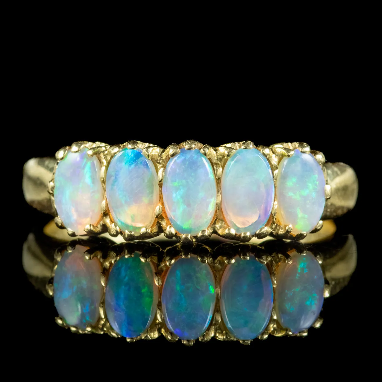 Victorian Style Five Stone Opal Ring 1.25ct Of Opal