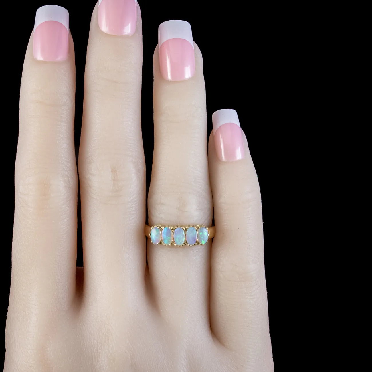 Victorian Style Five Stone Opal Ring 1.25ct Of Opal
