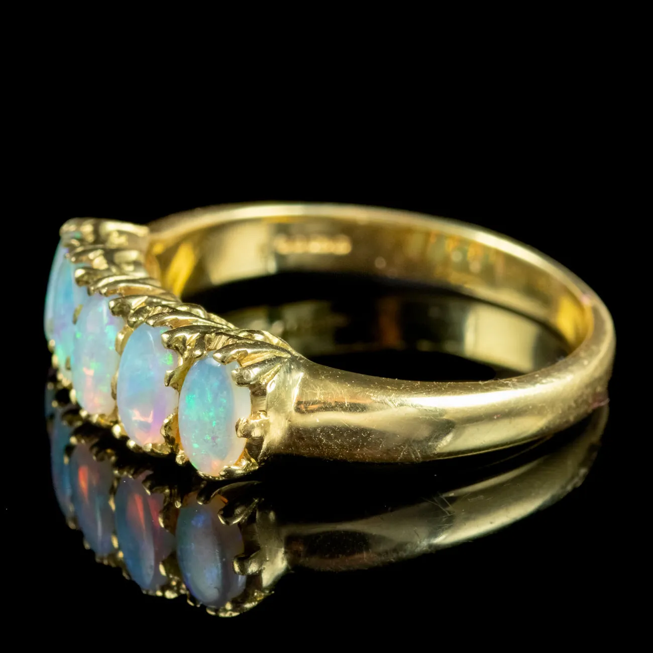 Victorian Style Five Stone Opal Ring 1.25ct Of Opal