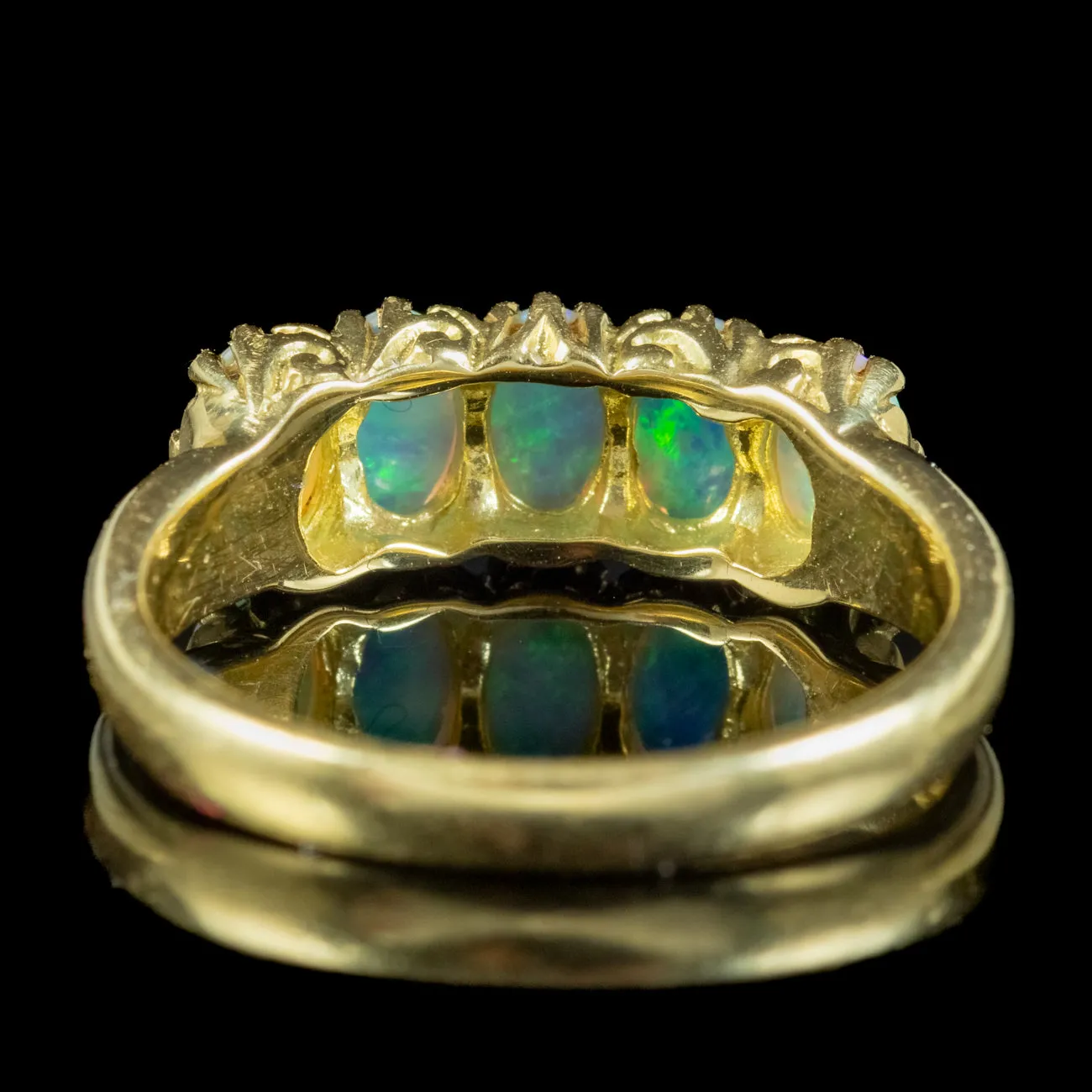 Victorian Style Five Stone Opal Ring 1.25ct Of Opal