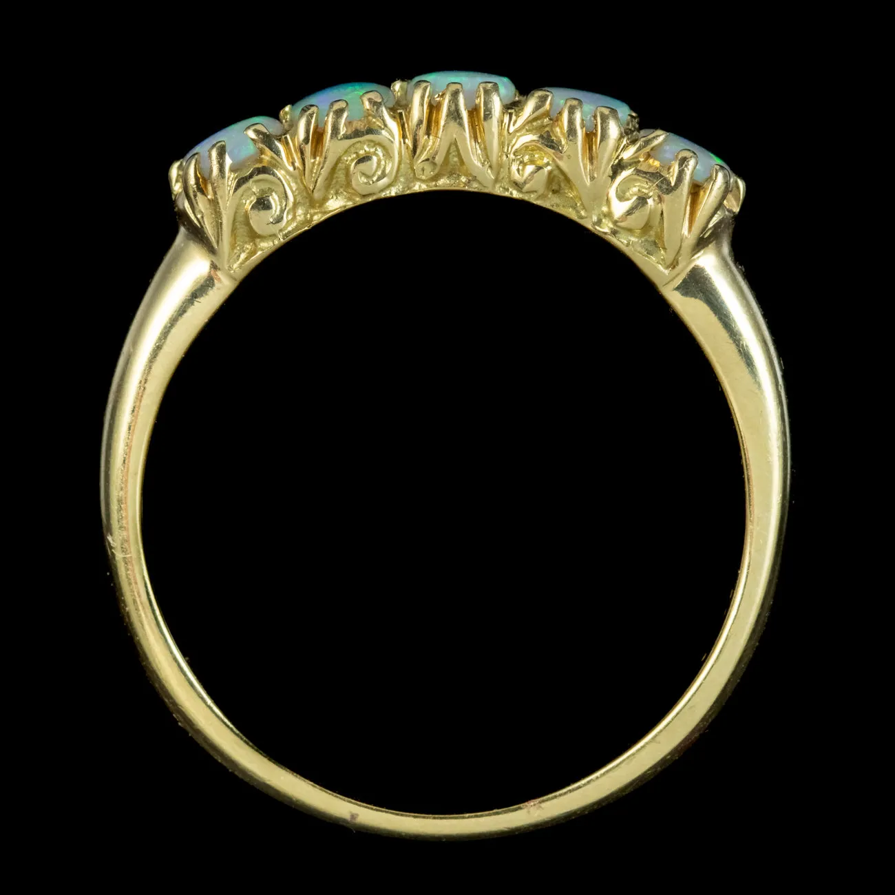 Victorian Style Five Stone Opal Ring 1.25ct Of Opal