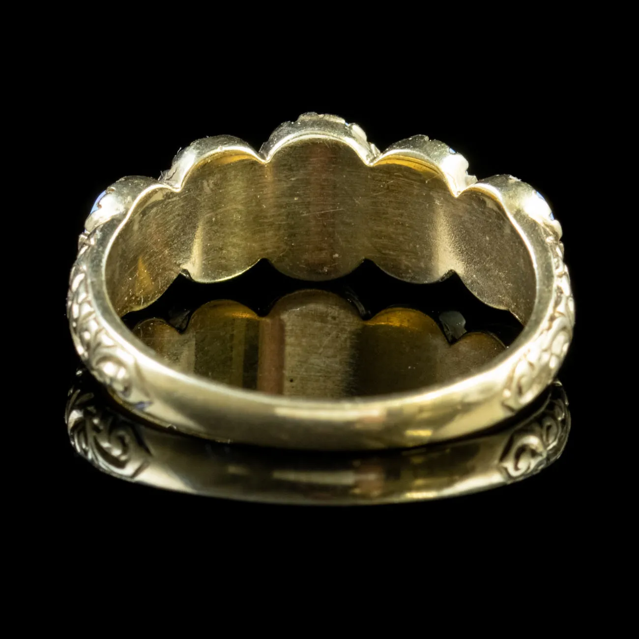 Victorian Style Opal Five Stone Ring 18ct Gold On Silver