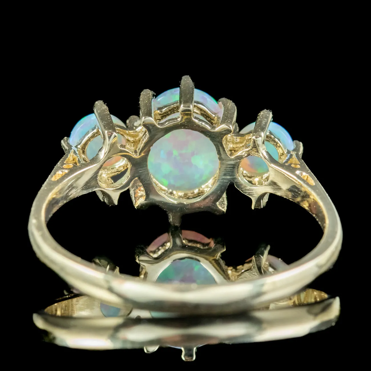Victorian Style Opal Gold Trilogy Ring 9ct Gold