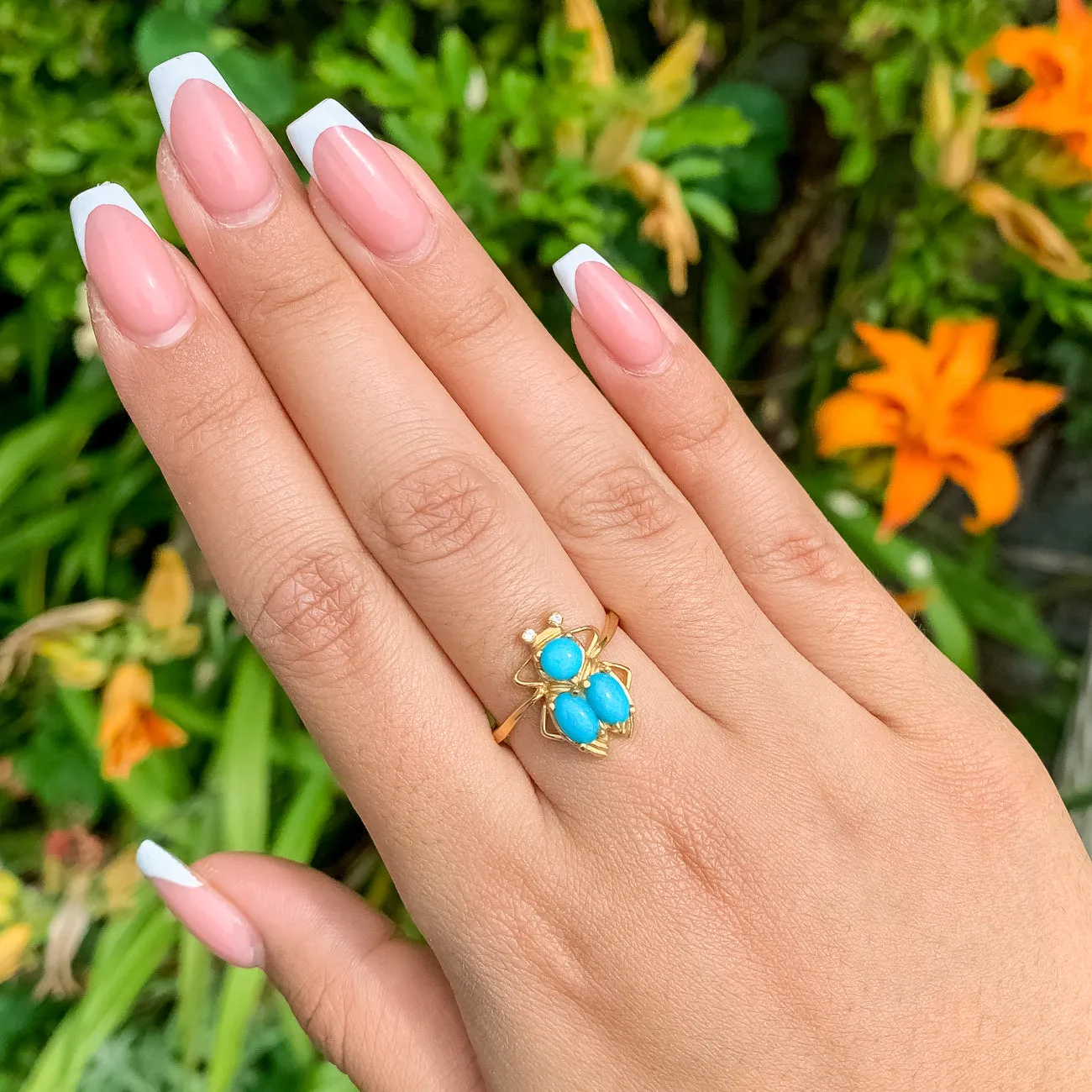 Victorian Style Turquoise Insect Ring