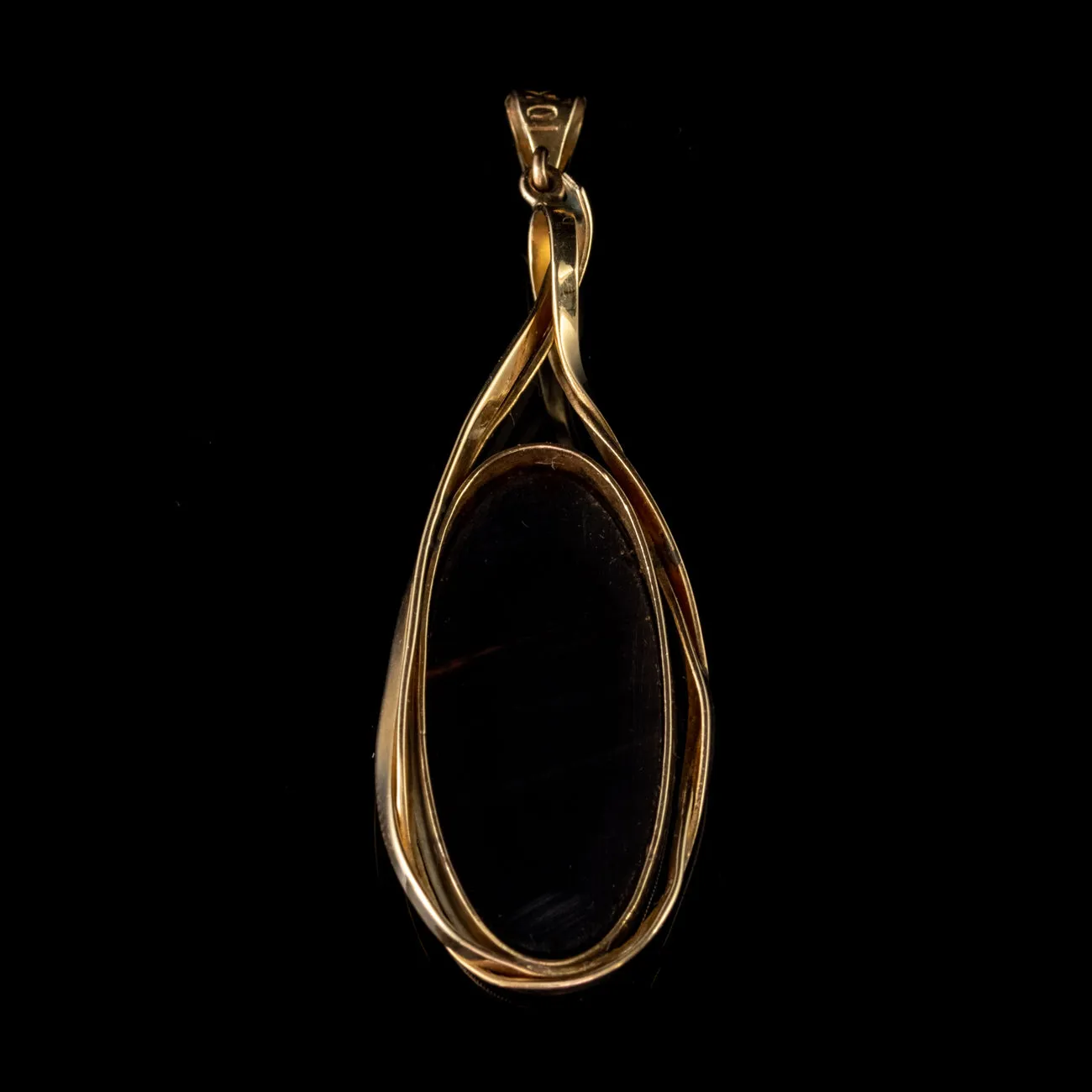 Vintage Black Opal Triplet 10Ct Gold Pendant