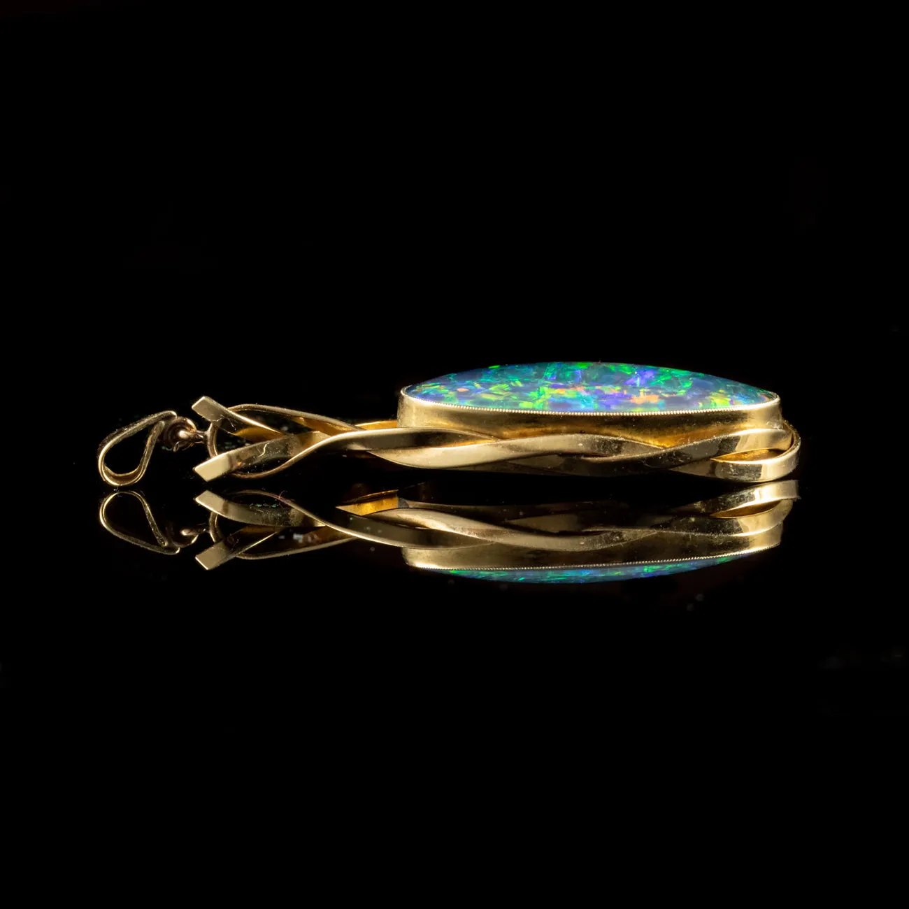 Vintage Black Opal Triplet 10Ct Gold Pendant