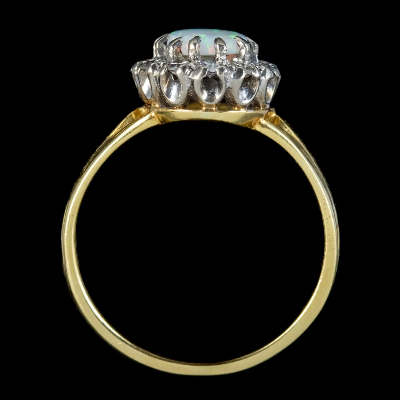 Vintage Opal Diamond Cluster Ring 1.50ct Opal Dated 1970