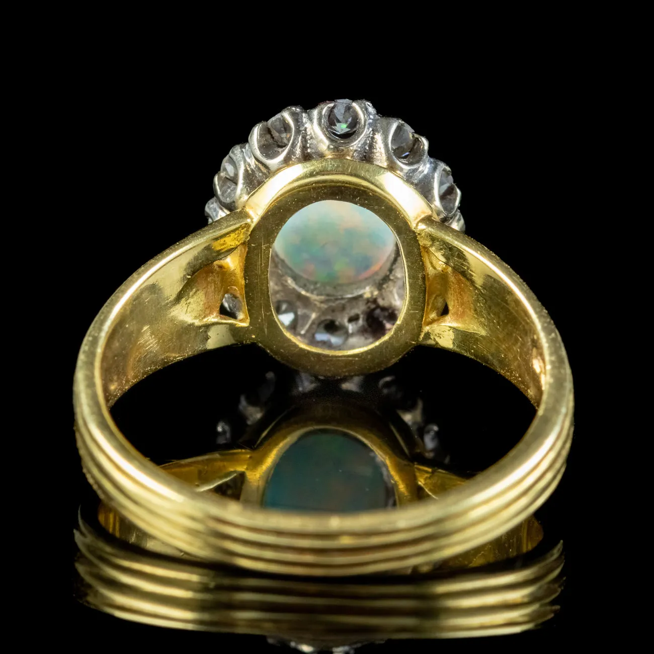 Vintage Opal Diamond Cluster Ring 1.50ct Opal Dated 1970