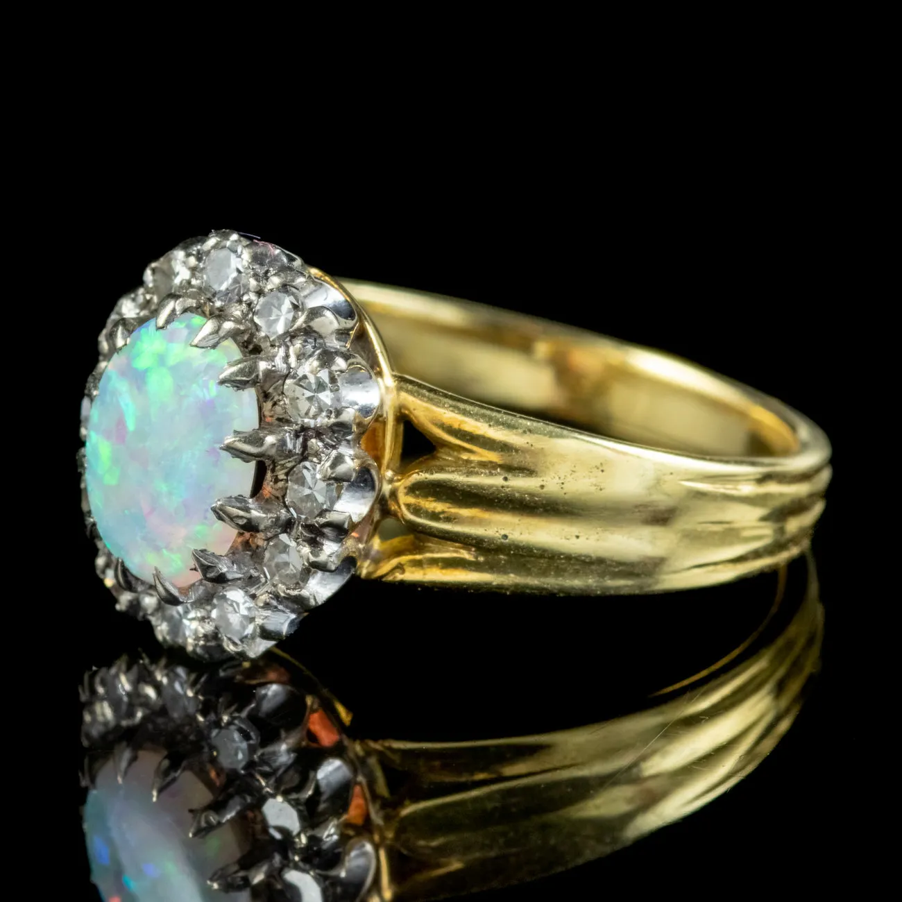 Vintage Opal Diamond Cluster Ring 1.50ct Opal Dated 1970