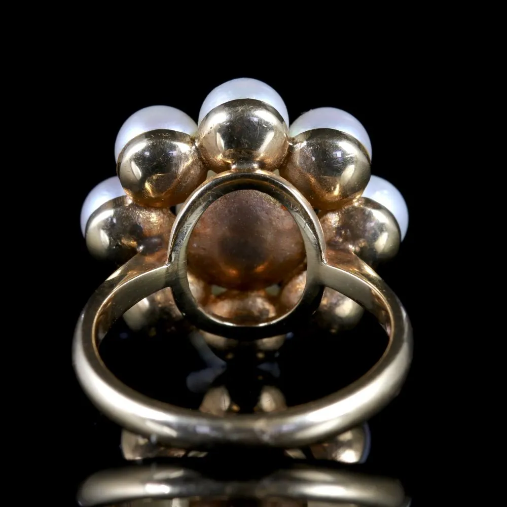 Vintage Pearl Cluster Ring 9Ct Gold Ring
