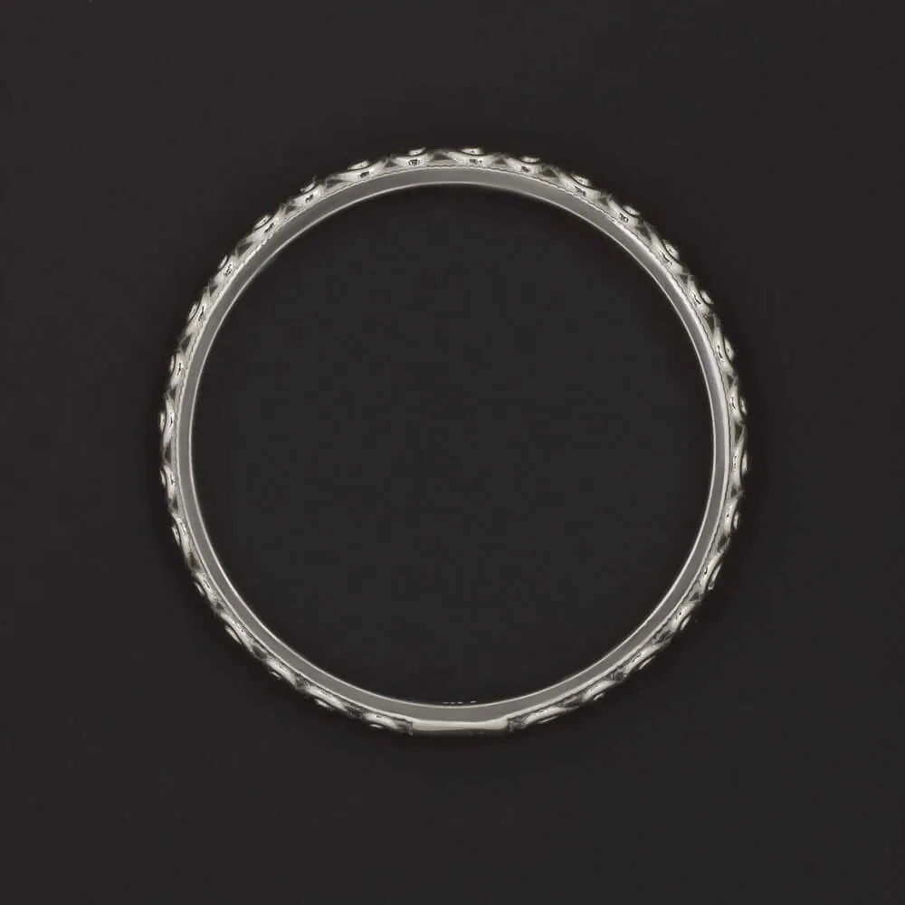 VINTAGE STYLE FILIGREE WEDDING BAND SWIRL DESIGN STACKING RING 14K WHITE GOLD