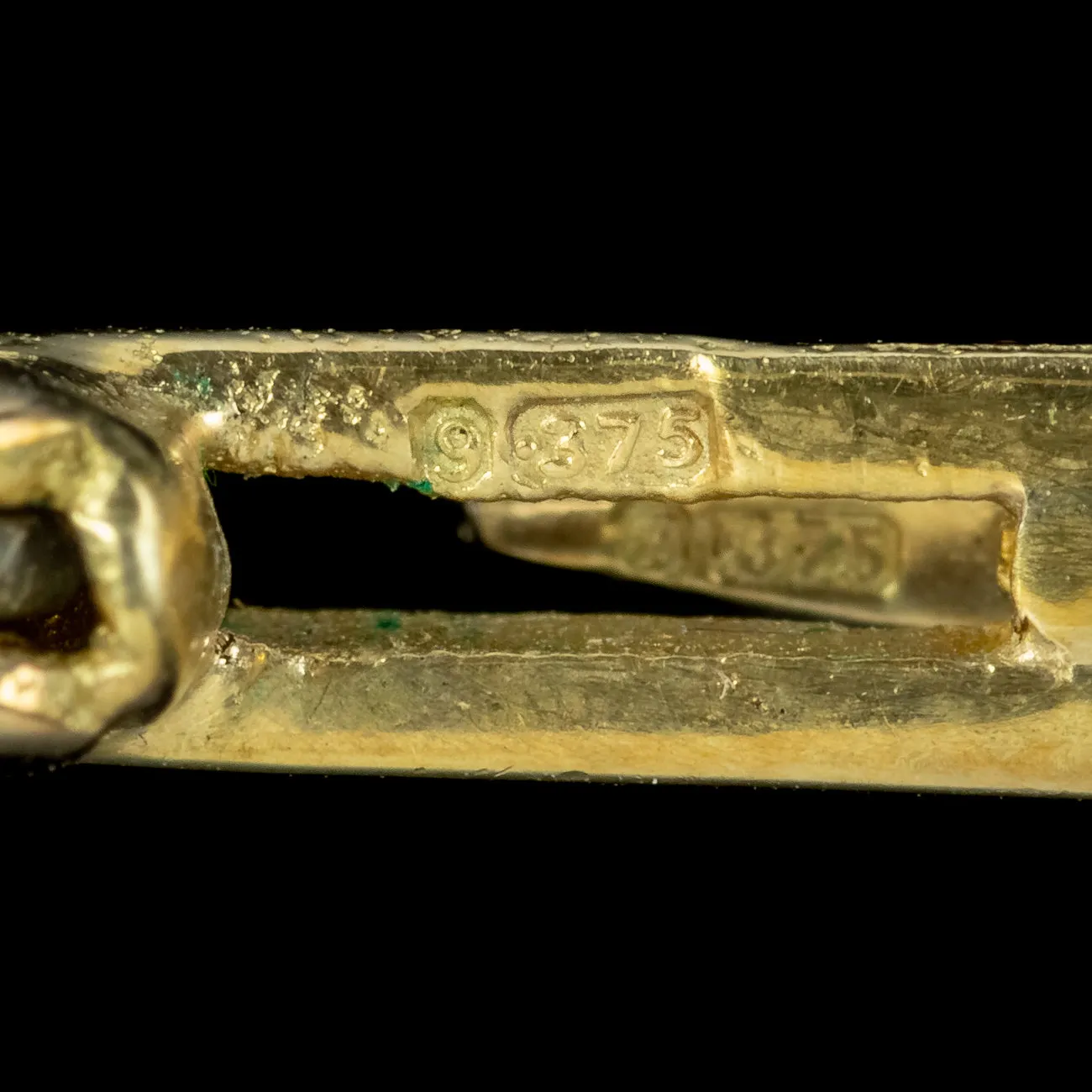 Vintage Turquoise Bar Brooch 9ct Gold With Box