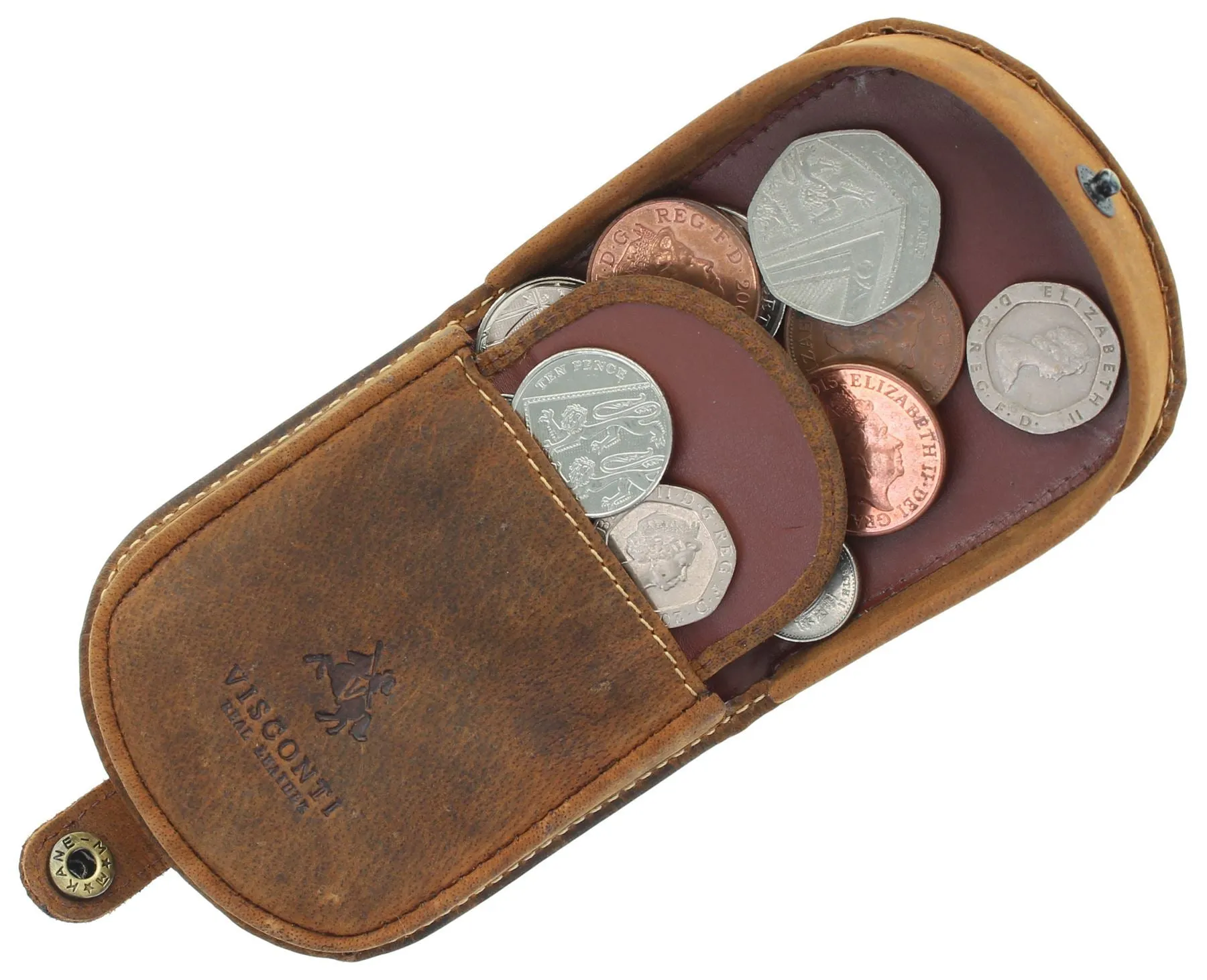 Visconti MONZA Collection Vegetable Tanned Leather Tray Coin Purse TRY5