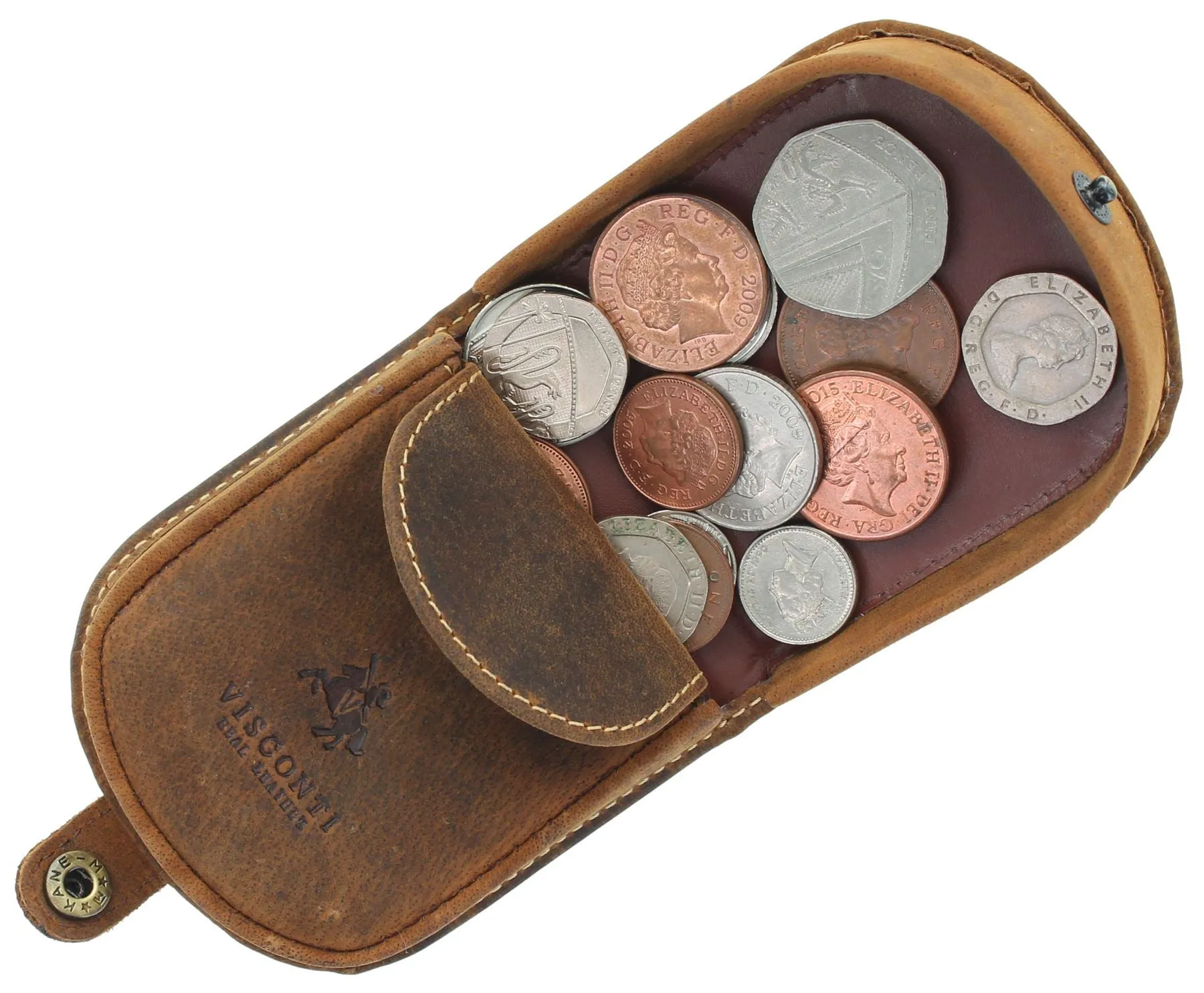 Visconti MONZA Collection Vegetable Tanned Leather Tray Coin Purse TRY5