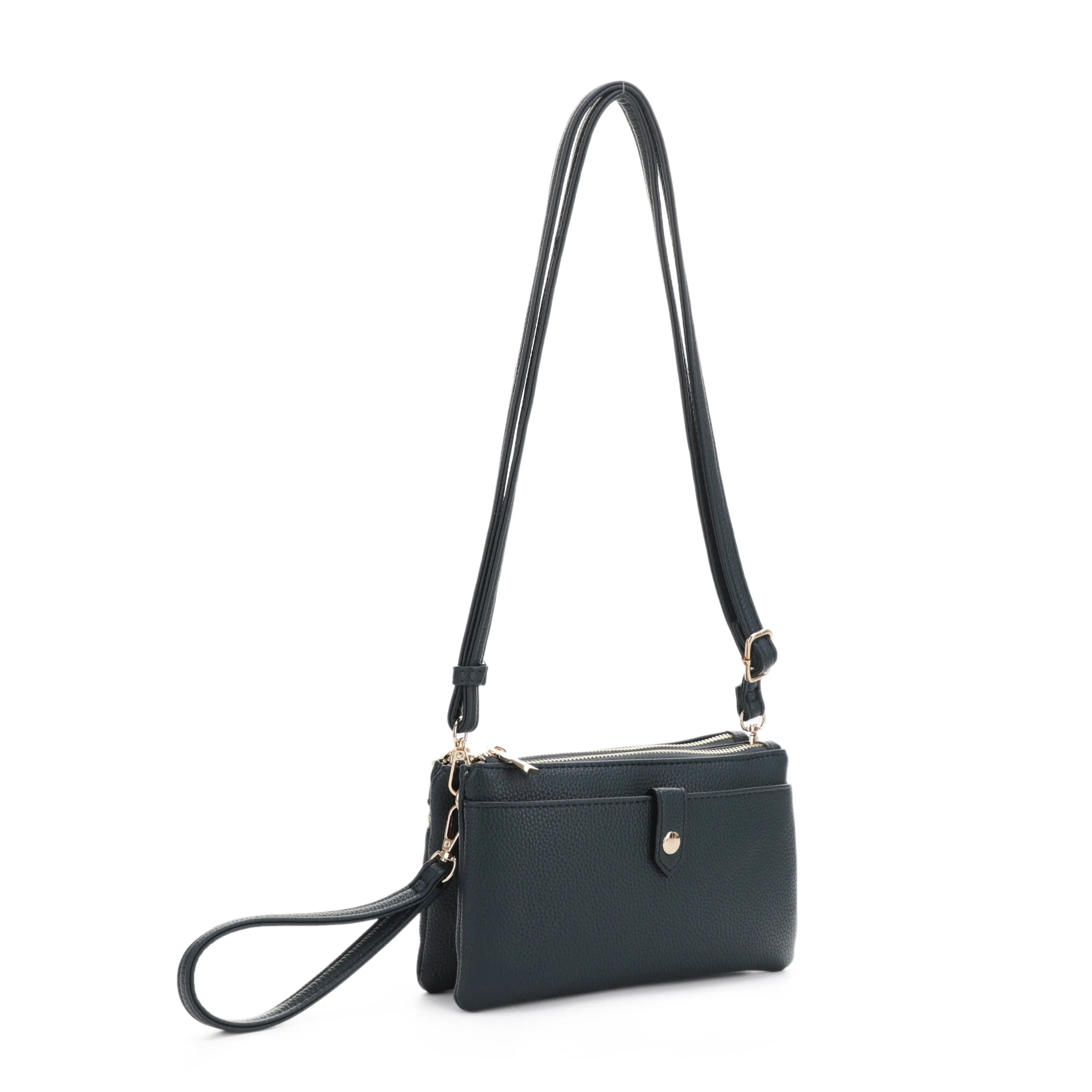 Walker Multicompartment Double Zipper Crossbody