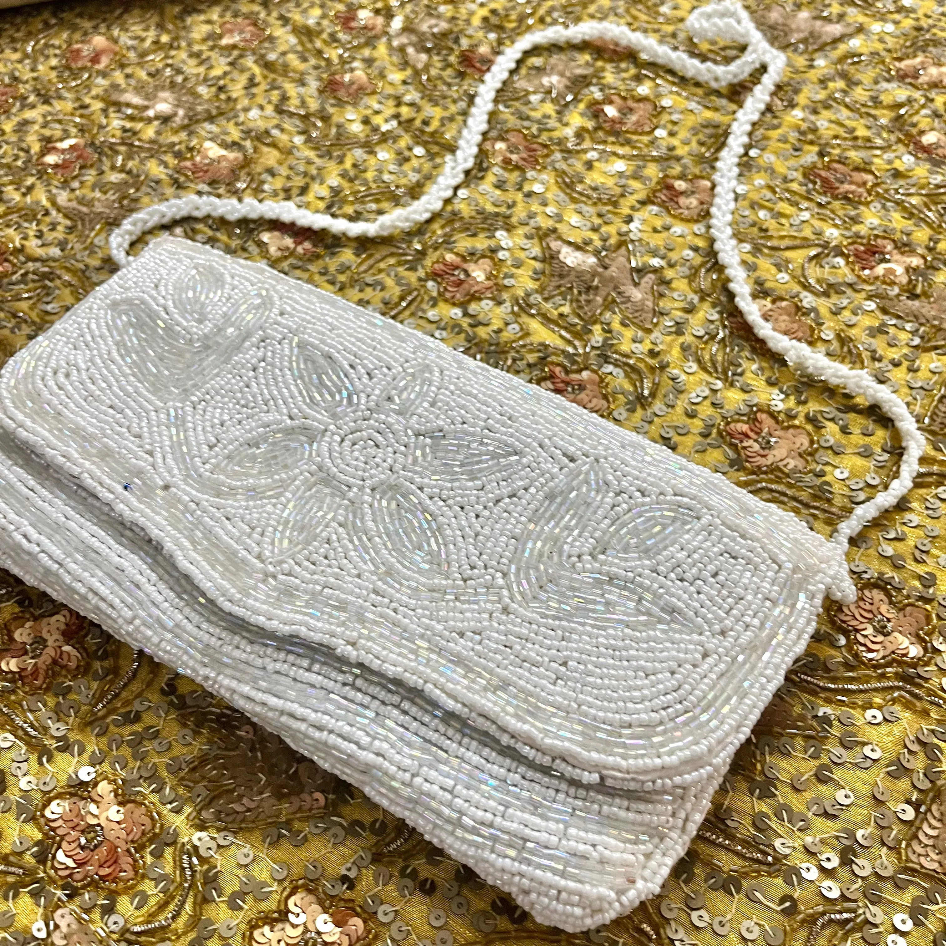 White pearl embellished purse