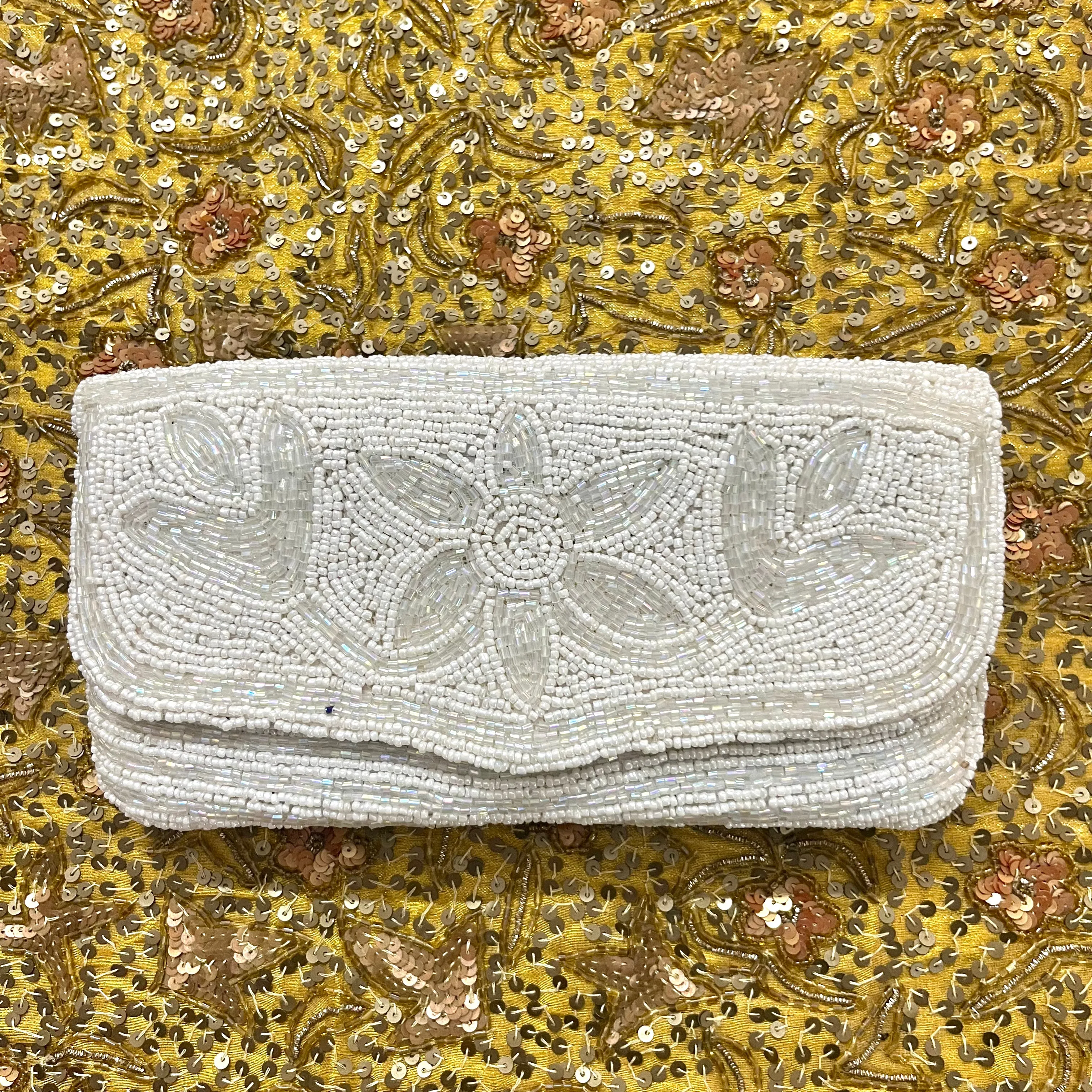 White pearl embellished purse