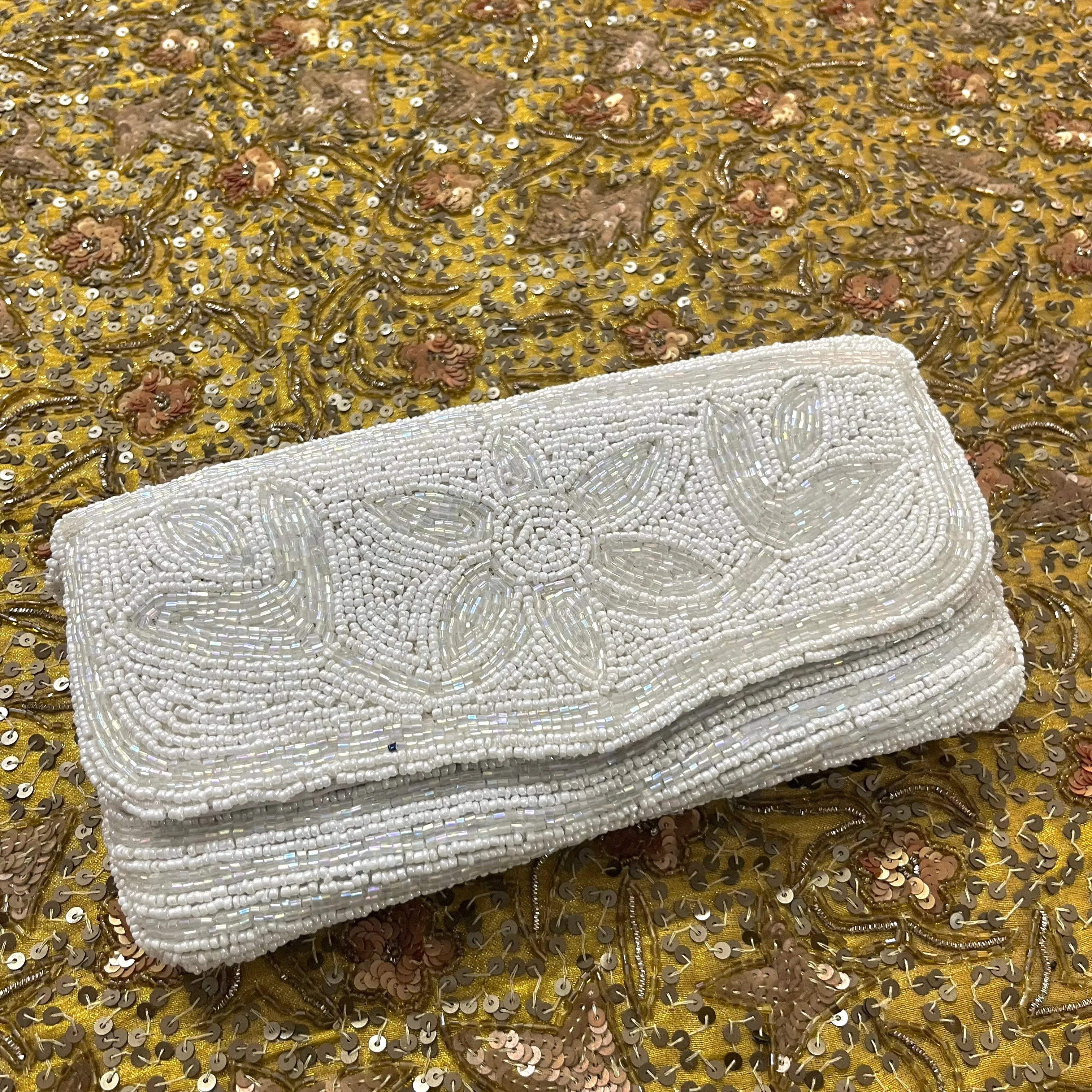 White pearl embellished purse
