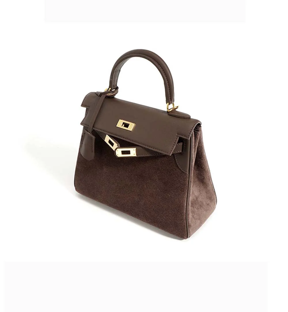 Womens Fashion Leather Padlock Satchel Tote Bag