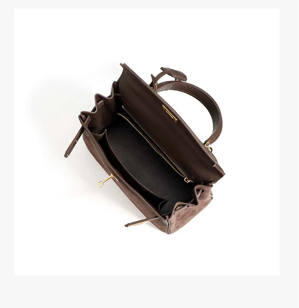 Womens Fashion Leather Padlock Satchel Tote Bag