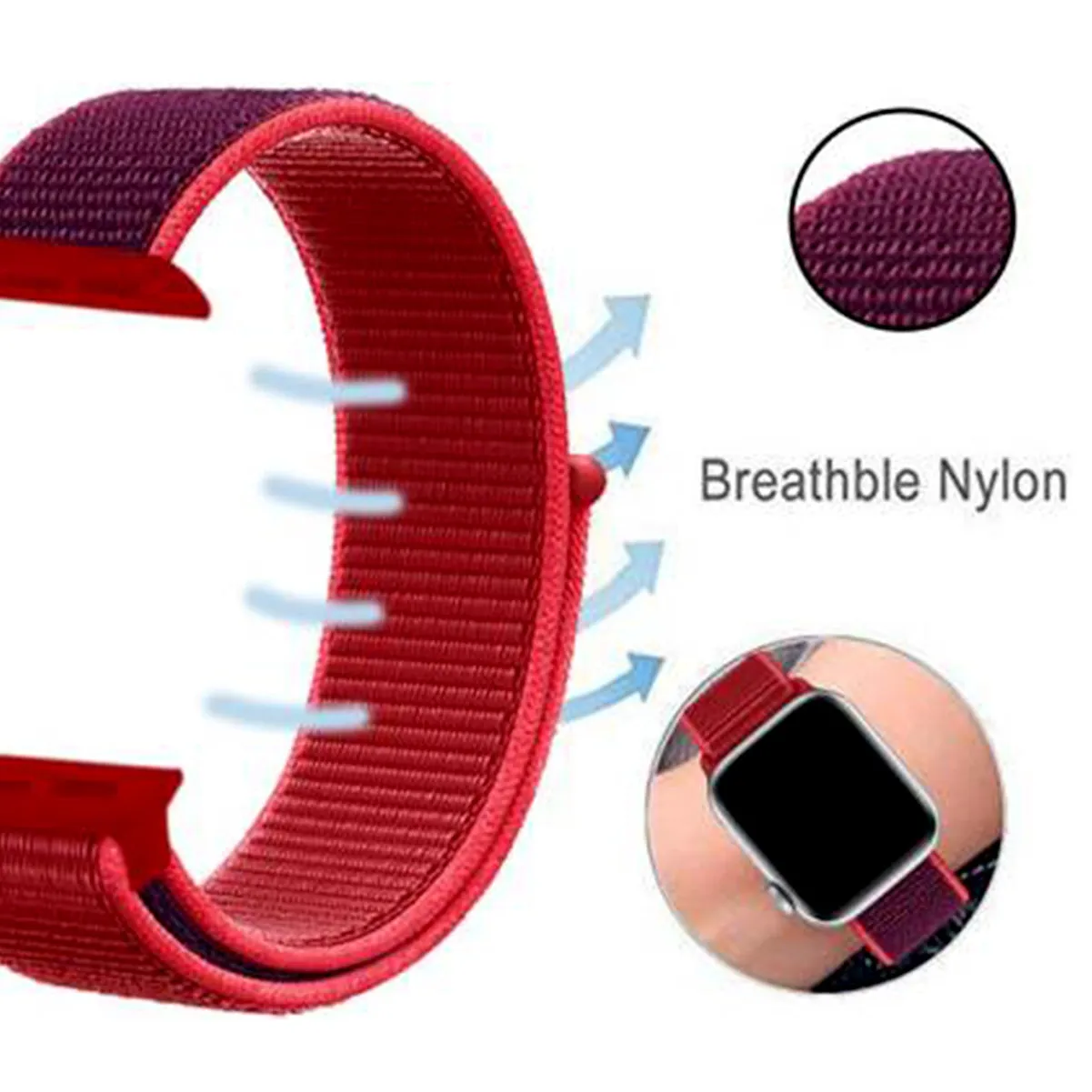 Woven Nylon Strap For Apple Watch-Red (42/44/45/49mm)