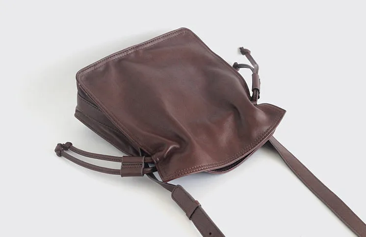 YAAGLE Female Real Leather Drawstring Bucket Shoulder Bag YGG21868