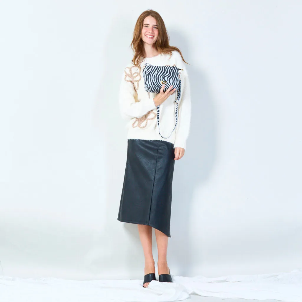 Zebra print crossbody bag with twist lock wholesale